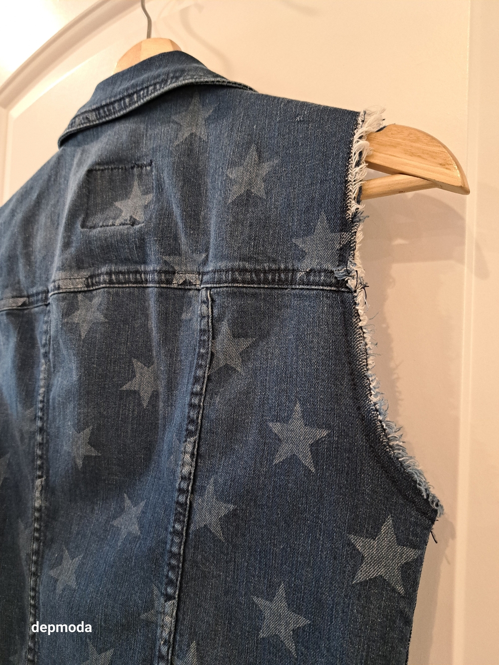 Rock & Republic jean vest Medium Blue Star-Print Denim Pocket Buttons size XS - Picture 13 of 13
